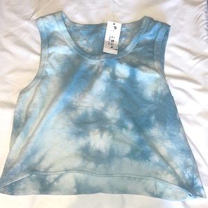Blue and white tidye tank top
